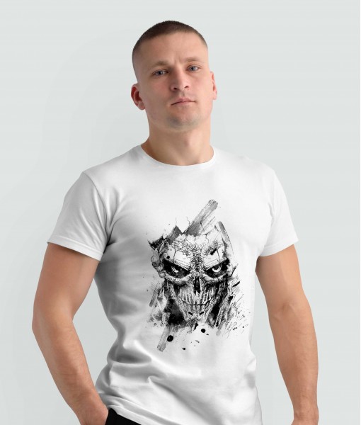 Мъжка тениска с щампа Готика Drawn skull face